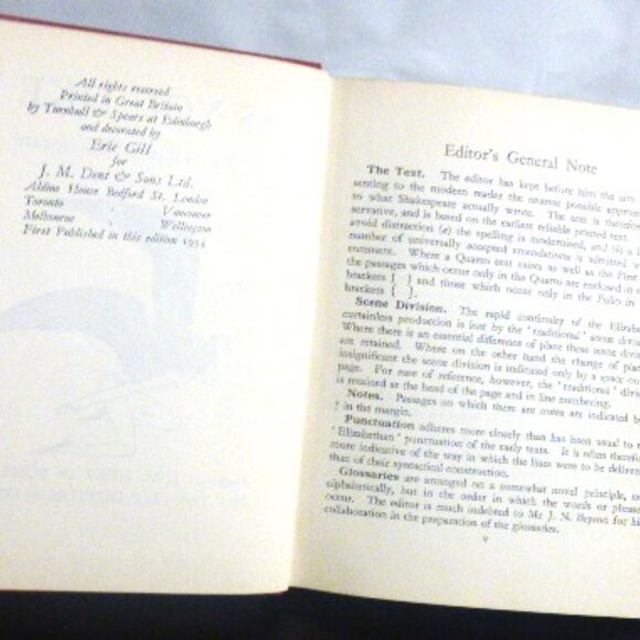 1934 1st Ed. Published The New TEMPLE SHAKESPEARE M.R Ridley Theatre Play Book - Picture 6 of 10